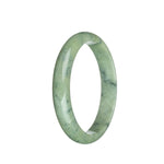 Genuine Natural Green with Dark Grey Patterns Traditional Jade Bangle - 65mm Half Moon