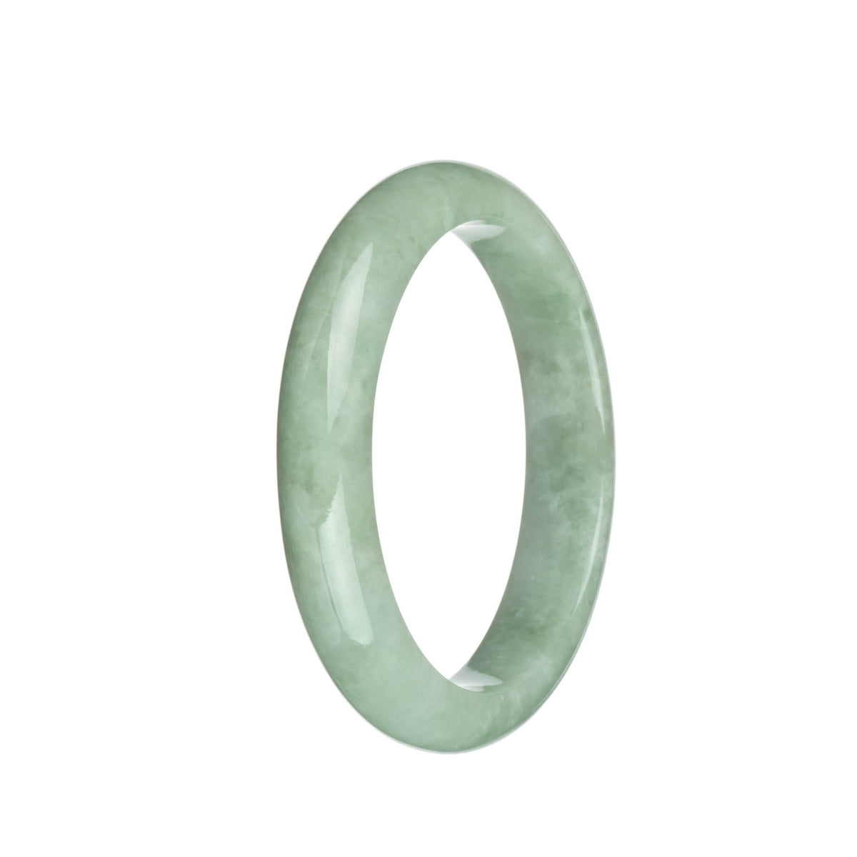 Genuine Grade A Light Green Traditional Jade Bangle - 63mm Half Moon