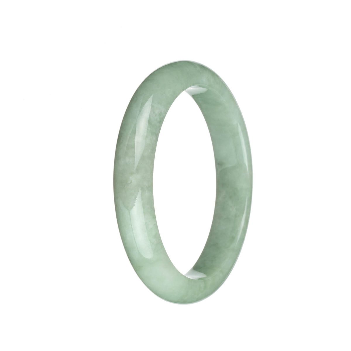 Genuine Grade A Light Green Traditional Jade Bangle - 63mm Half Moon