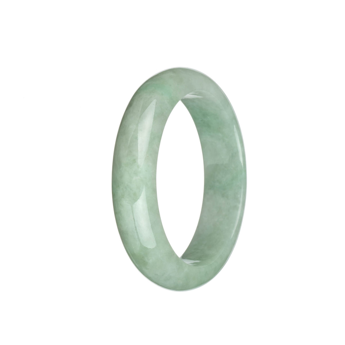 Certified Grade A Light Green Traditional Jade Bangle - 57mm Half Moon