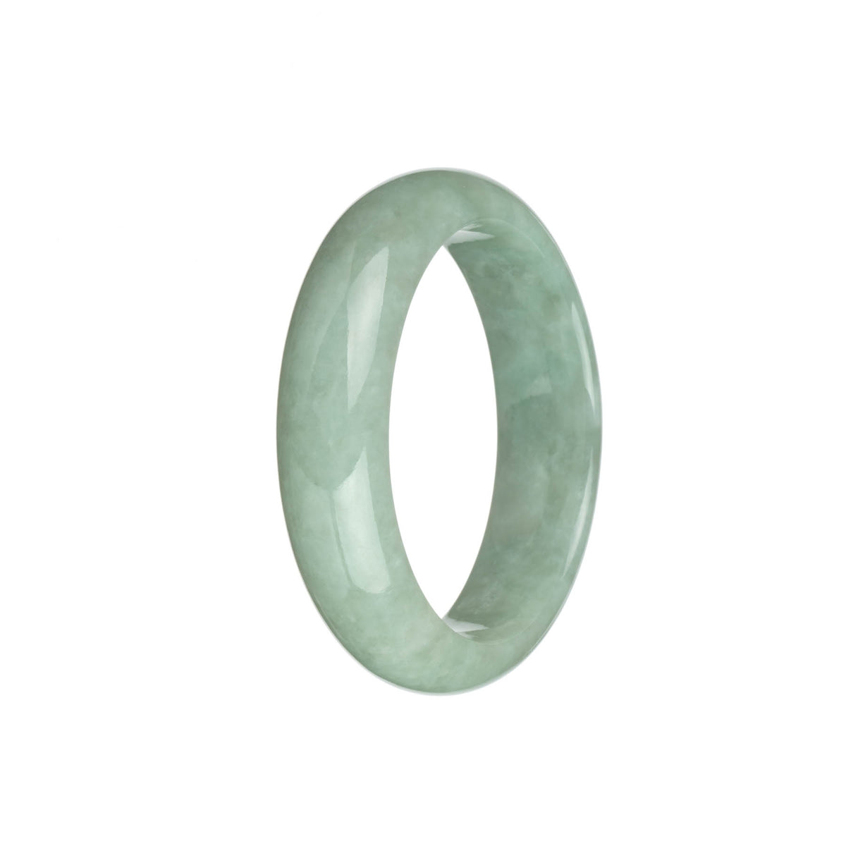 Genuine Untreated Light Green Jade Bangle - 55mm Half Moon