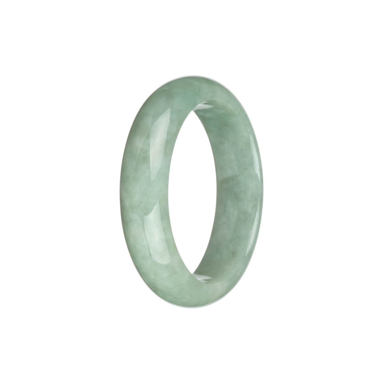 Genuine Untreated Light Green Jade Bangle - 55mm Half Moon