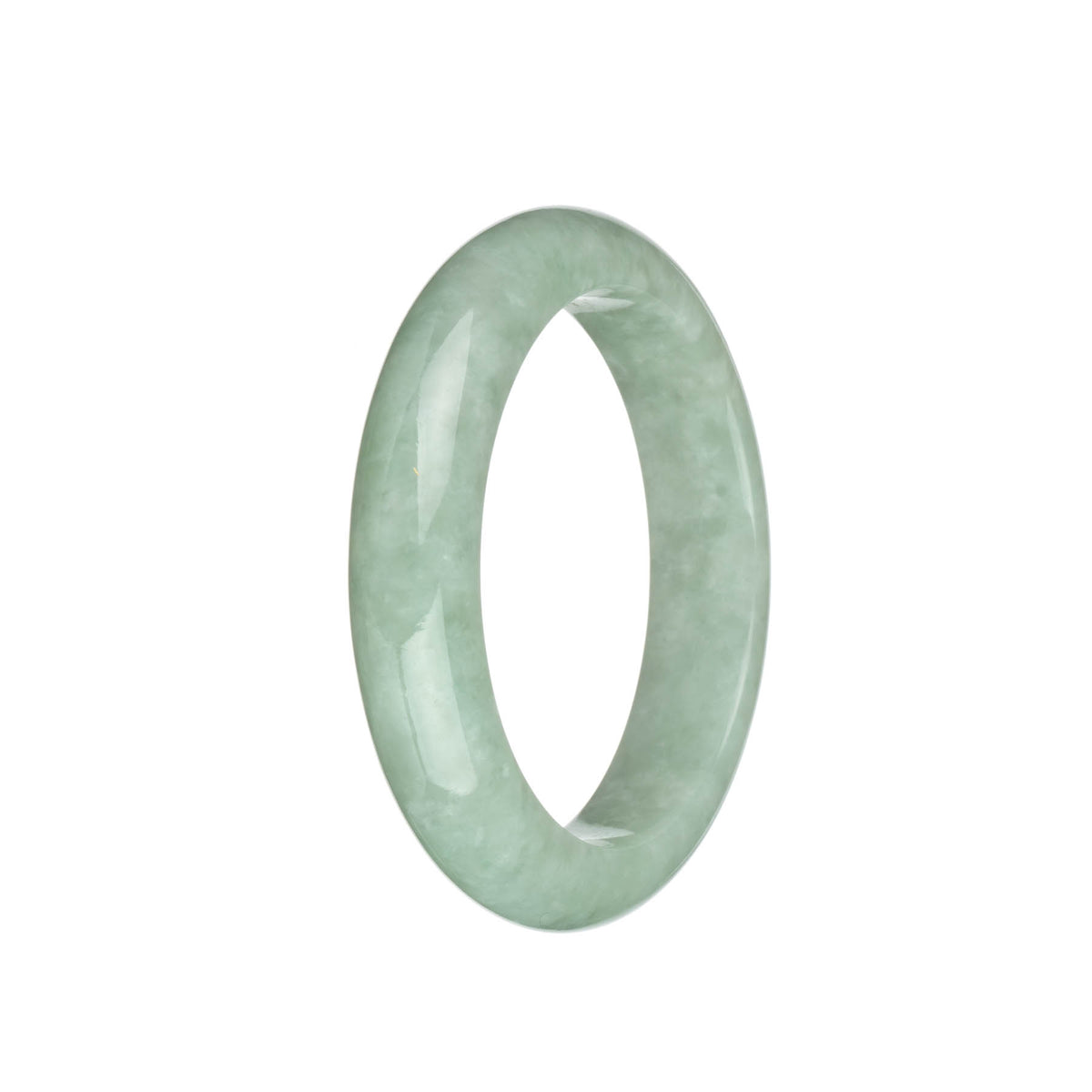 Authentic Type A Light Green Burmese Jade Bracelet - 58mm Half Moon