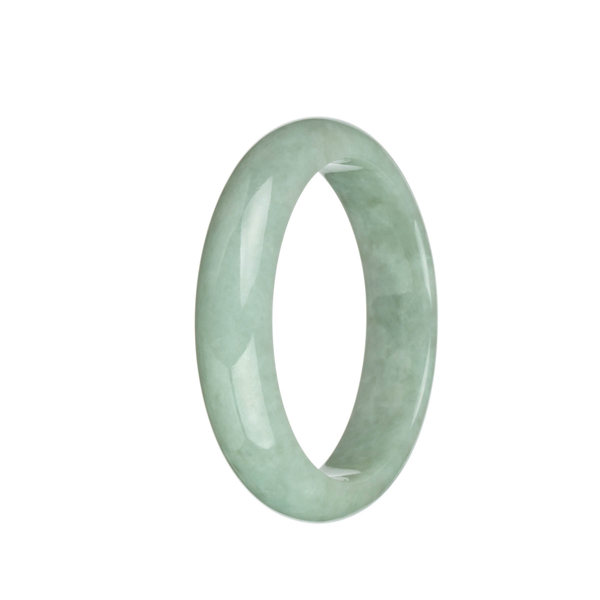 Genuine Untreated Light Green Burma Jade Bangle - 61mm Half Moon