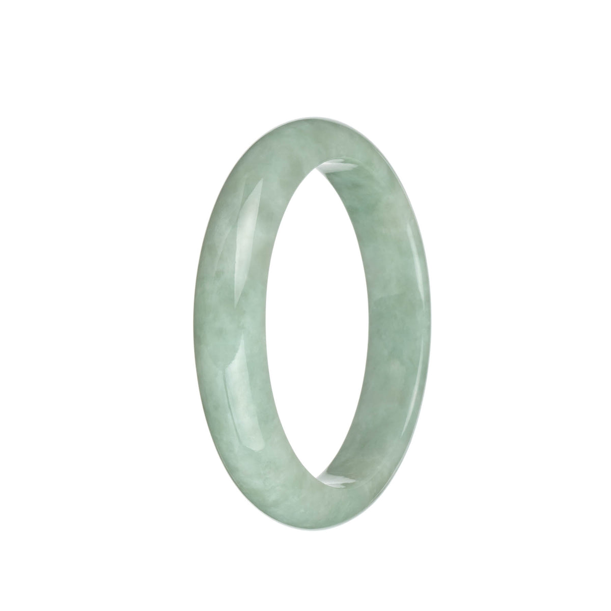 Genuine Grade A Light Green Jadeite Bangle Bracelet - 61mm Half Moon