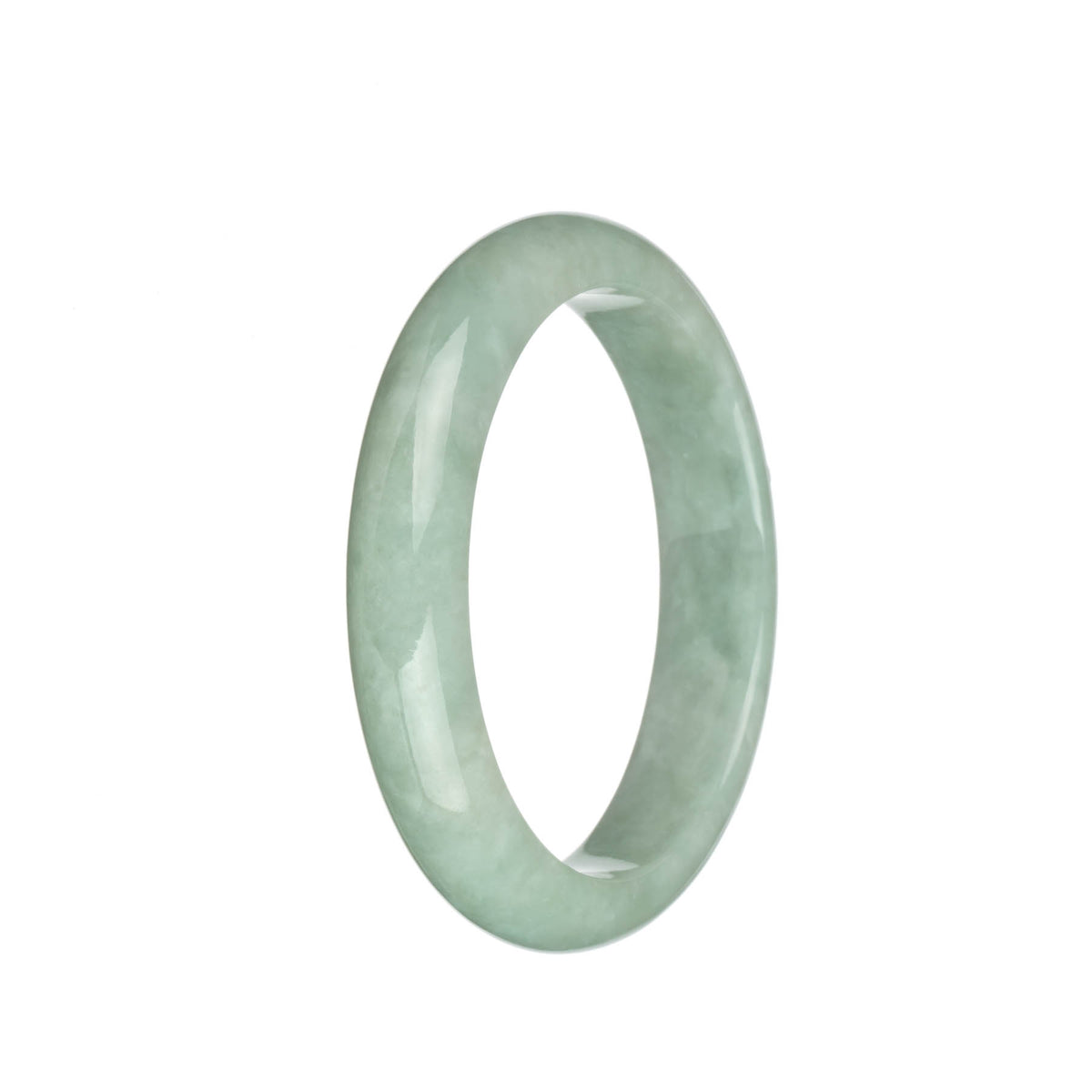 Genuine Grade A Light Green Jadeite Bangle Bracelet - 61mm Half Moon