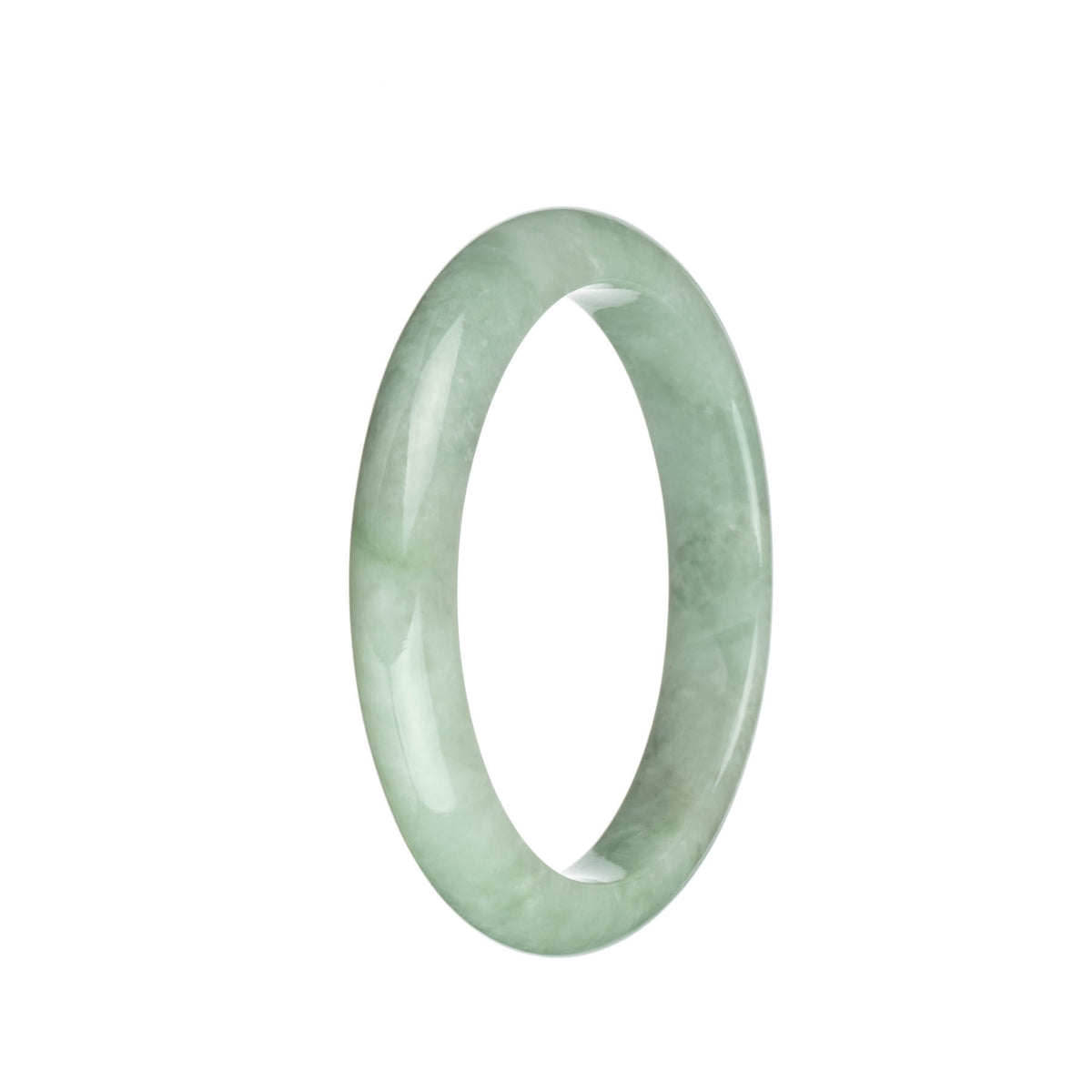 Genuine Natural Light Green Traditional Jade Bangle Bracelet - 63mm Semi Round