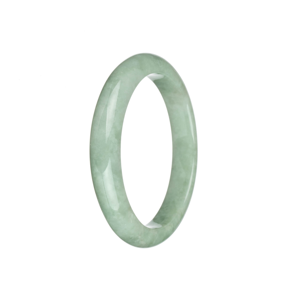 Genuine Natural Light Green Traditional Jade Bangle Bracelet - 63mm Semi Round