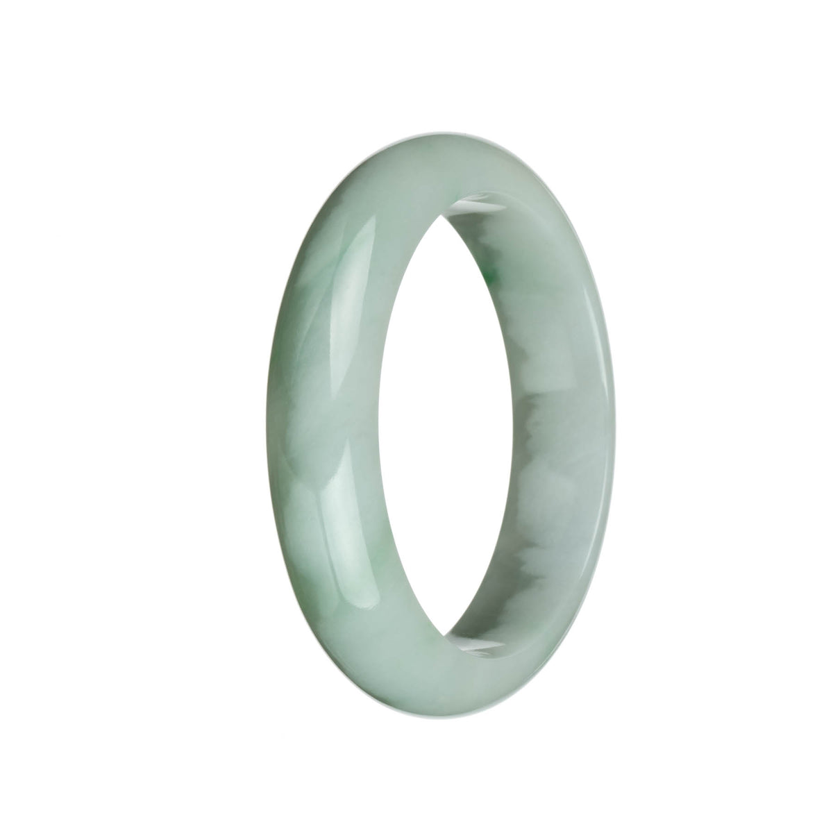 Real Grade A Green and White with Emerald Green Patterns Jadeite Jade Bangle - 63mm Half Moon