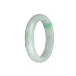 Real Grade A White with Emerald Green Jadeite Jade Bangle Bracelet - 58mm Half Moon