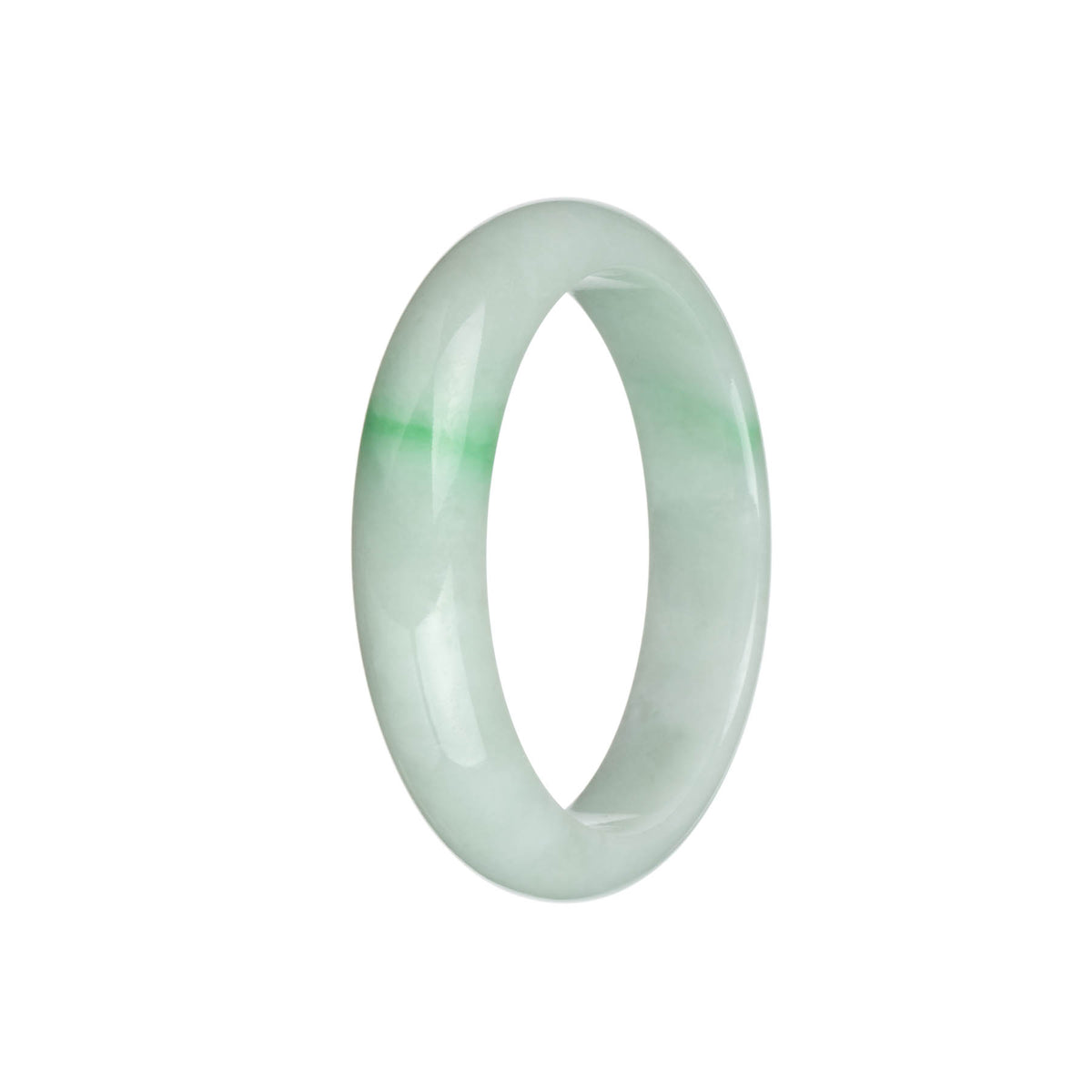 Real Grade A White with Emerald Green Jadeite Jade Bangle Bracelet - 58mm Half Moon