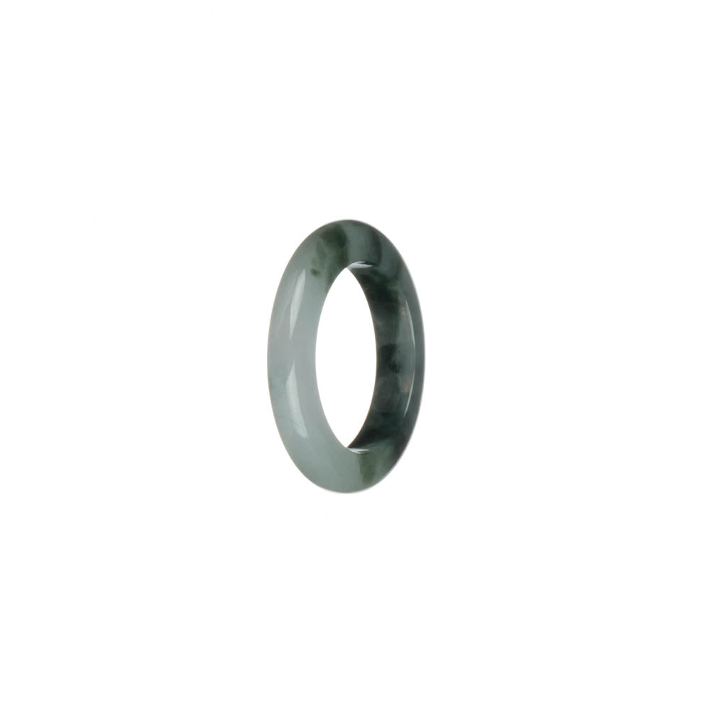 Certified White and Dark Green Burma Jade Ring- US 7.25