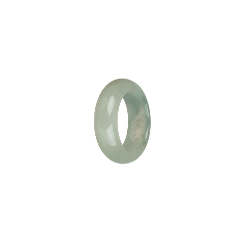 Genuine Light Green and White Jade Ring - US 5.75