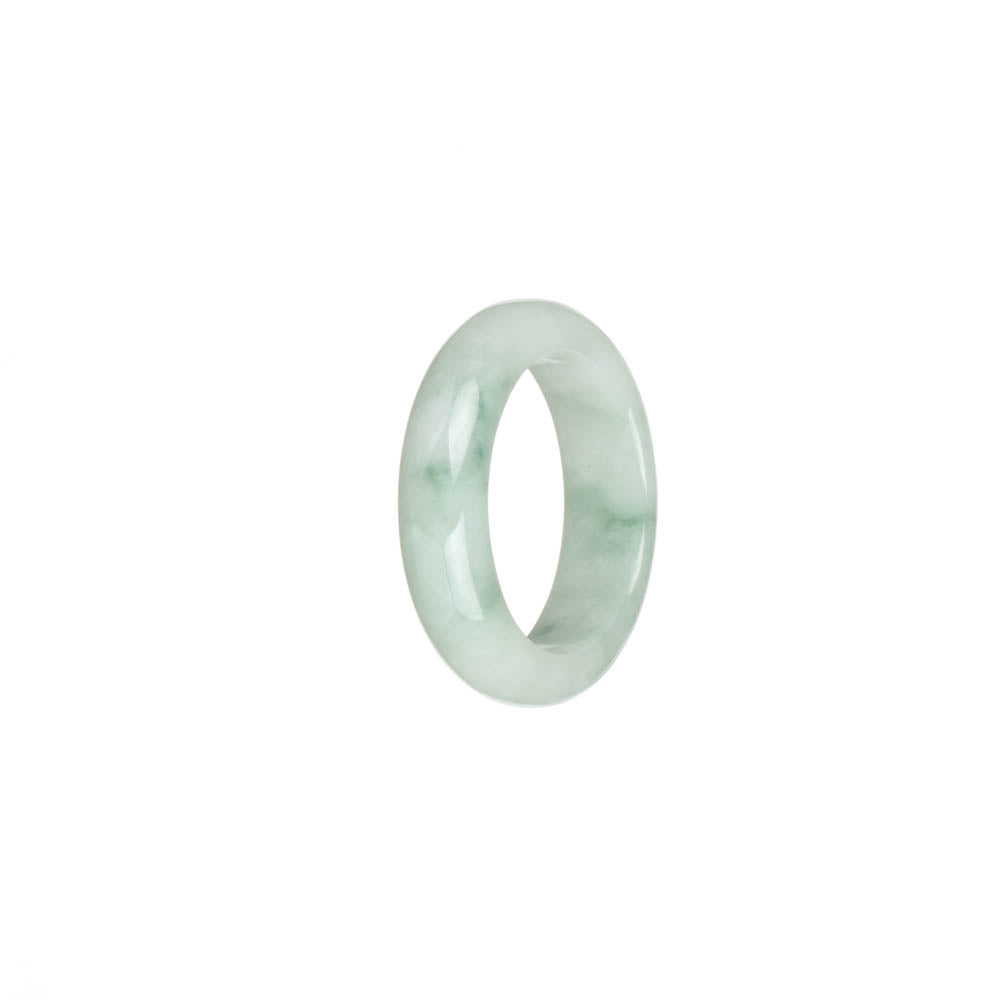 Genuine White with Green Patterns Burmese Jade Ring- US 9.5