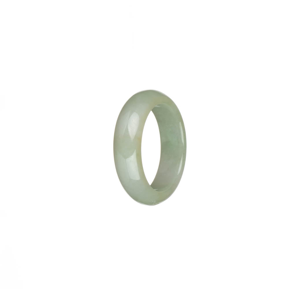 Real Pale Green and White Jade Ring - US 9.75