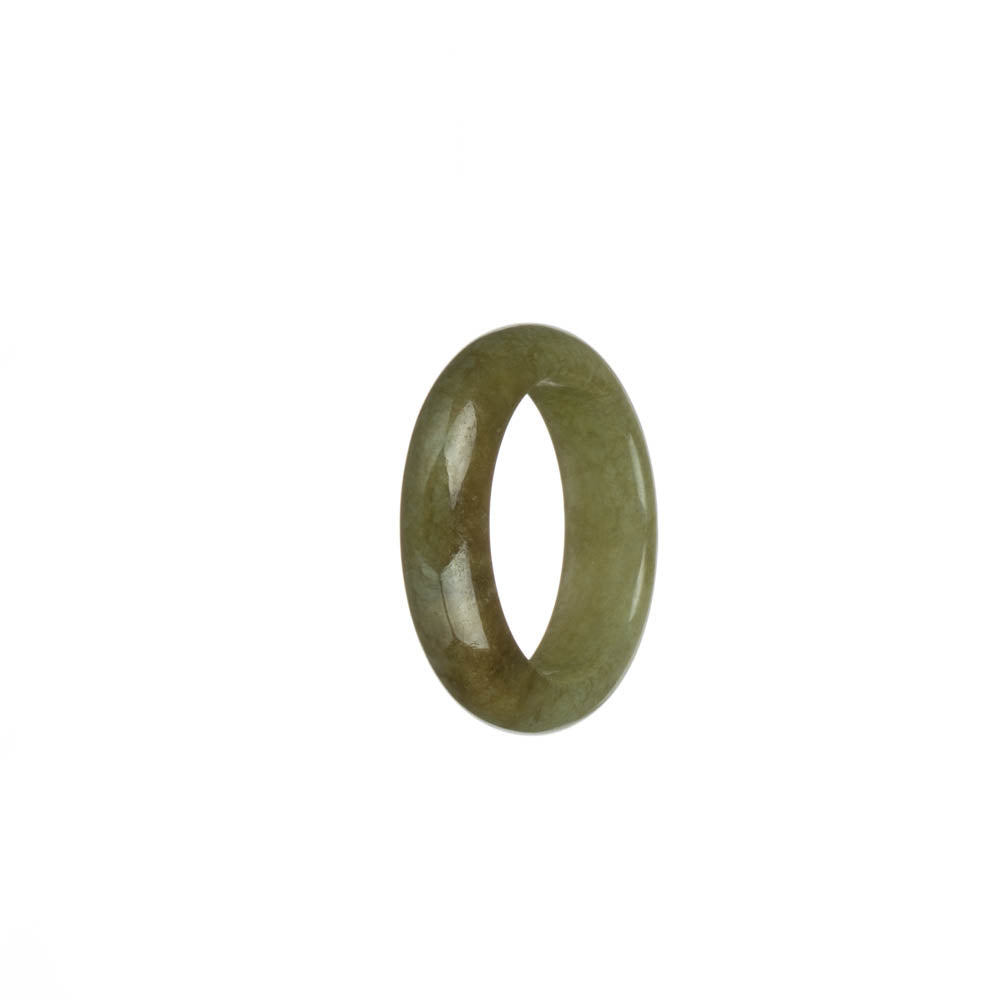 Certified Olive Green with Brown Patch Burmese Jade Ring- US 9.75