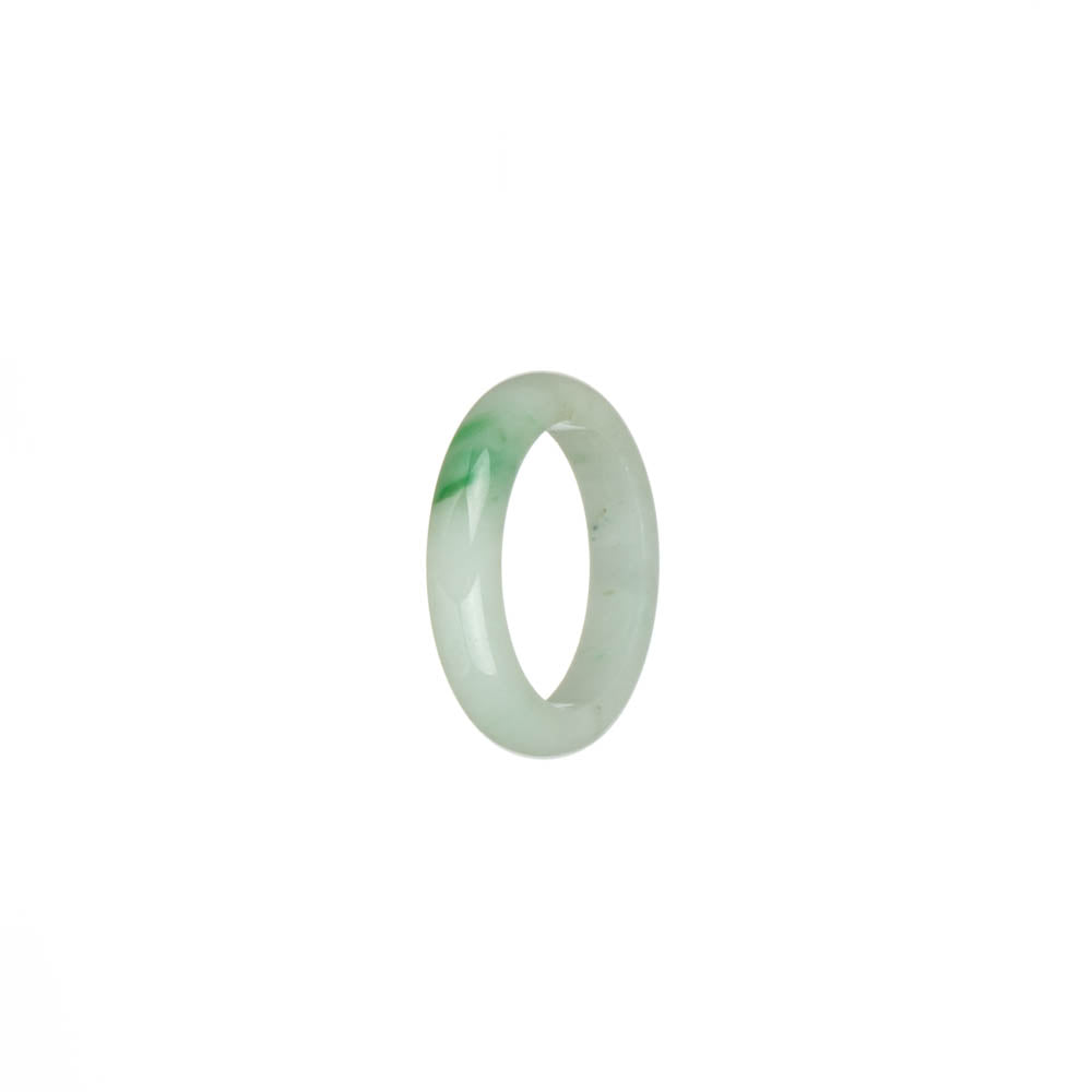 Certified White with Imperial Green Patch Burmese Jade Band - US 7
