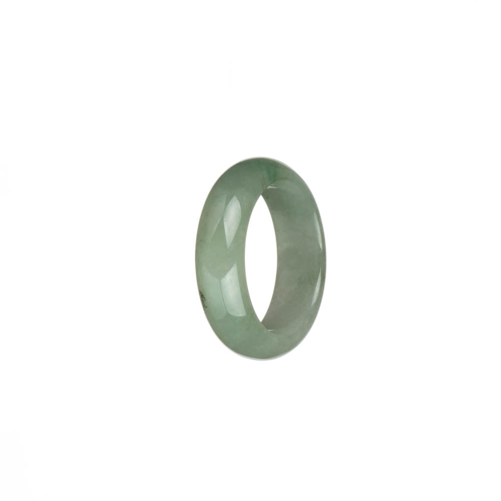 Certified Light Green and White with Apple Green Patch Burma Jade Band - US 9.5