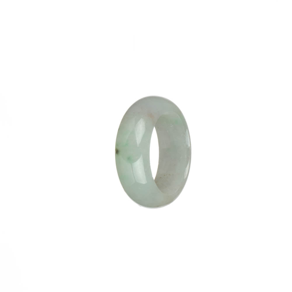 Genuine White with Green Spots Jade Ring- US 7.25