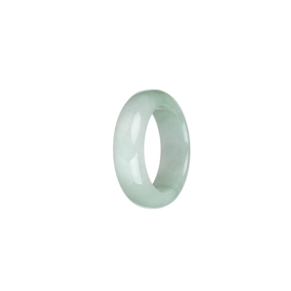 Certified White with Light Green Burma Jade Ring - US 9.5