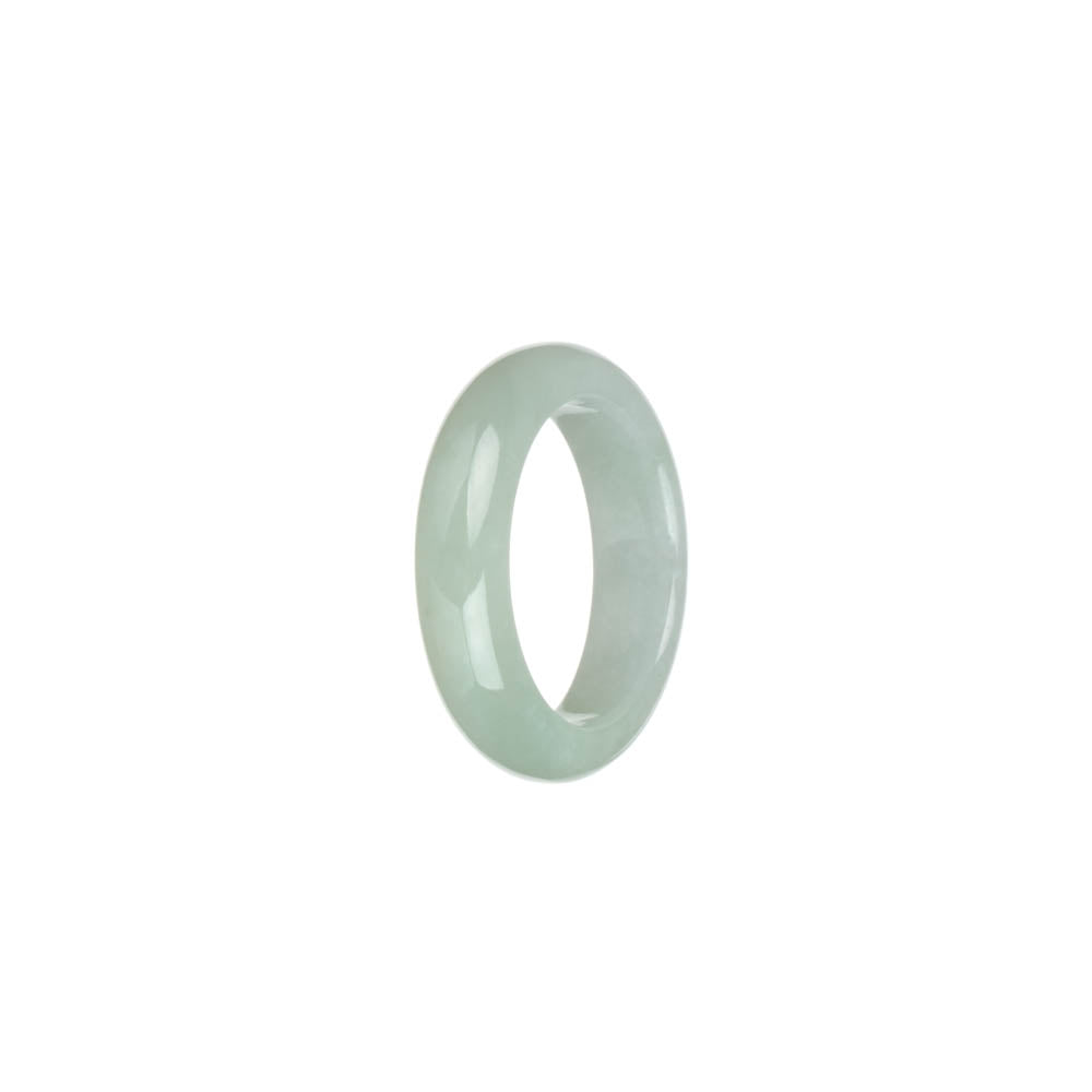 Real Pale Green and White Jadeite Jade Band - US 9.5
