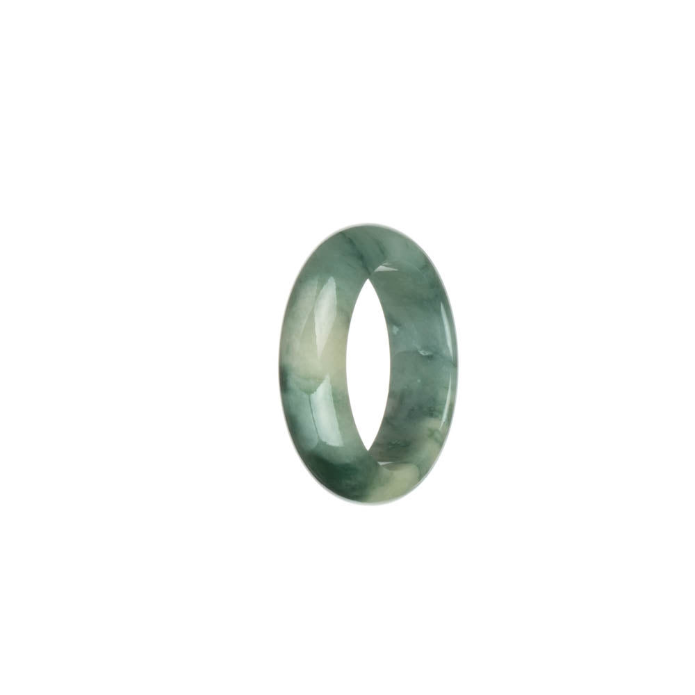 Certified White with Green Patterns Jadeite Jade Ring- US 9.75