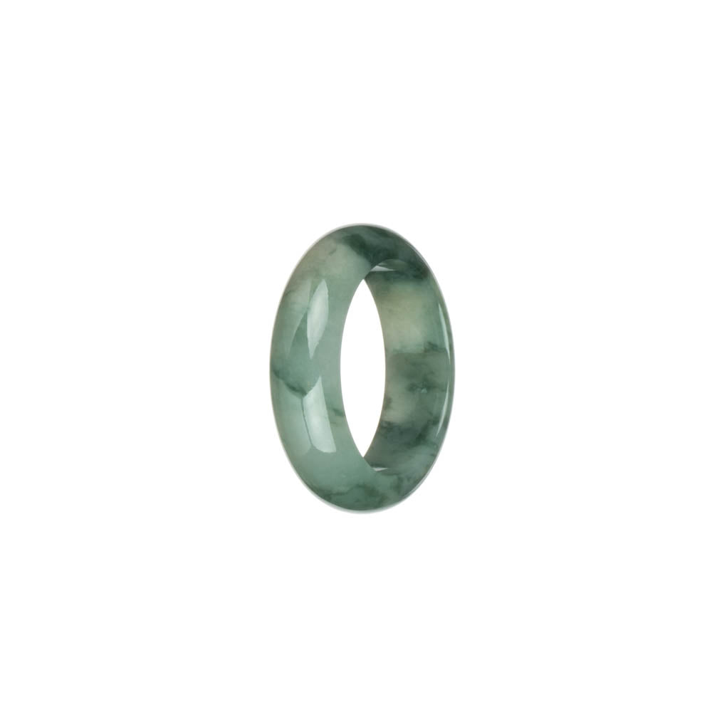 Certified White with Green Patterns Jadeite Jade Ring- US 9.75