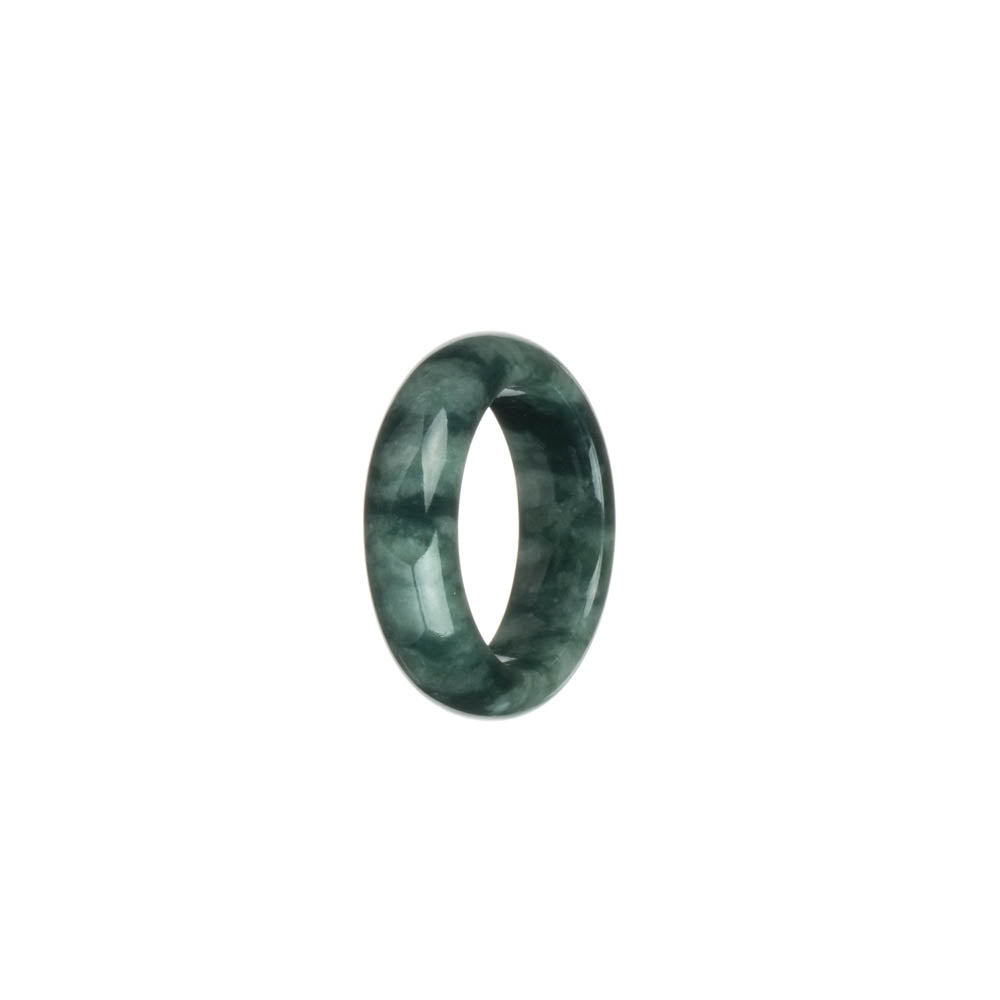Certified Grey with Dark Green Pattern Jade Ring- US 8.25