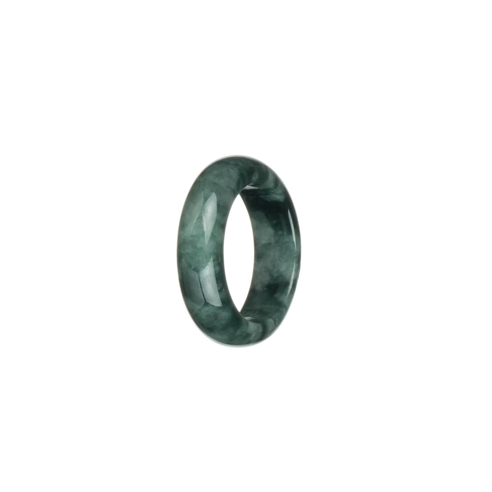 Certified Grey with Dark Green Pattern Jade Ring- US 8.25