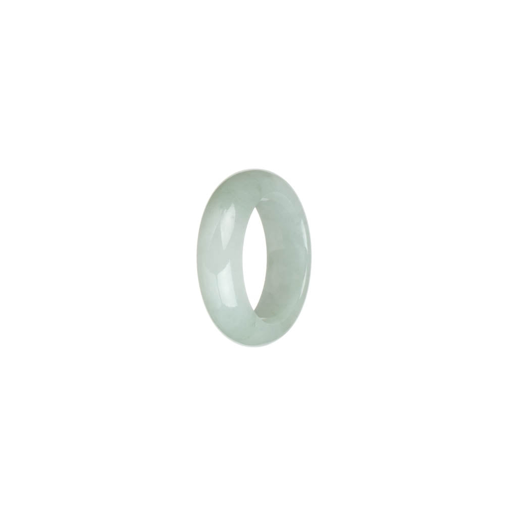 Real White with Light Green Patterns Burmese Jade Ring - US 6