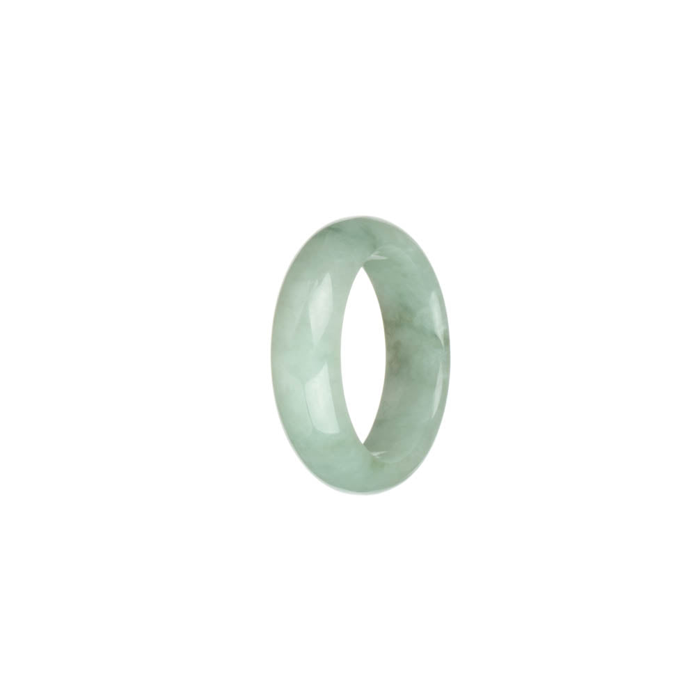 Real White with Pale Green Jadeite Jade Ring- US 9.5