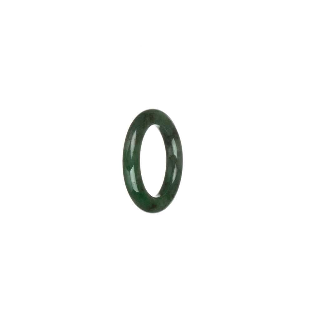 Certified Green with Apple Green Patterns Burmese Jade Ring - US 4.5