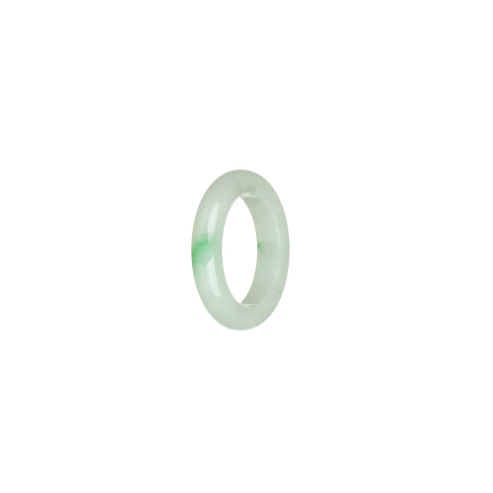 Certified White with Apple Green Patterns Jade Band - US 4.5