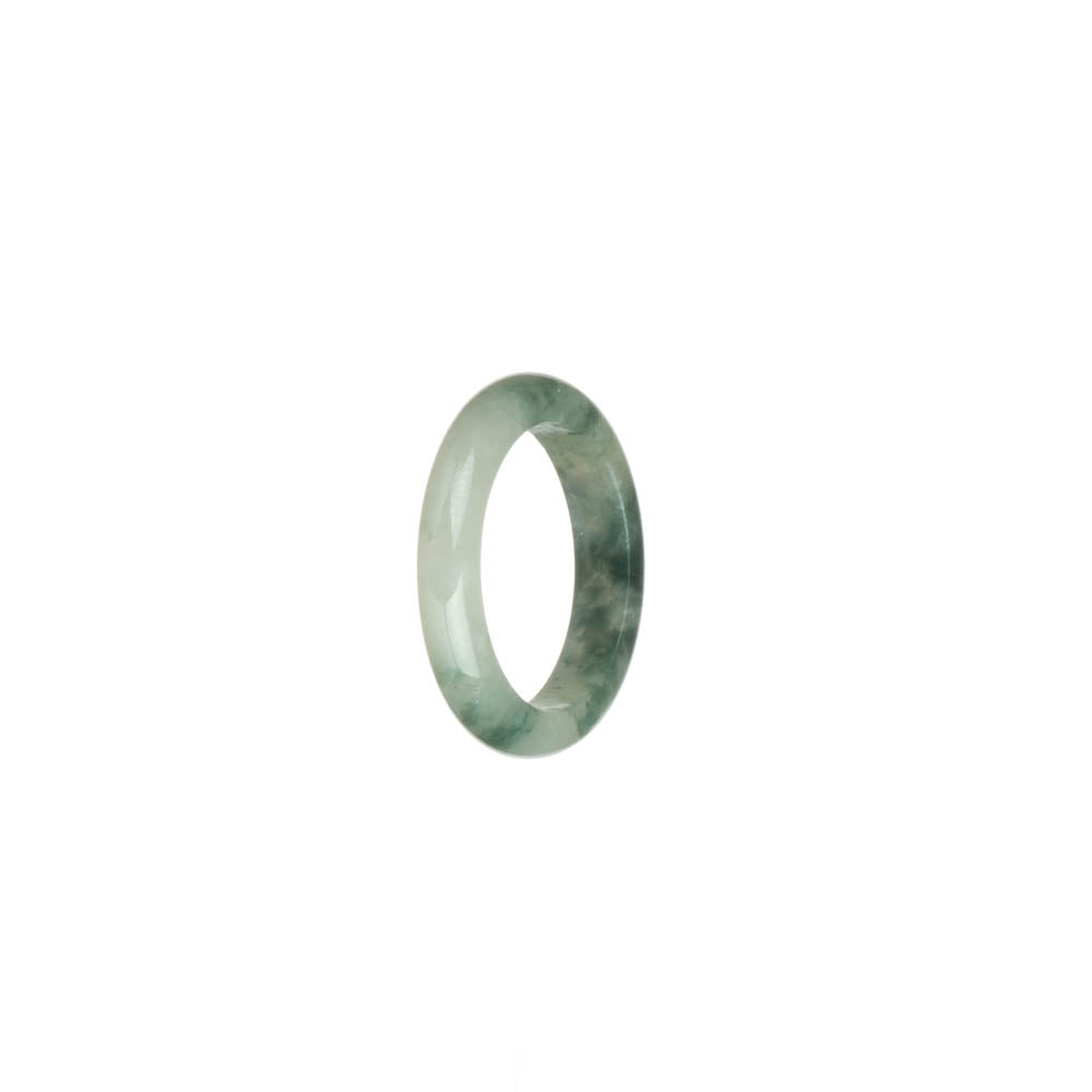 Genuine White with Green Patterns Jadeite Jade Band - US 7