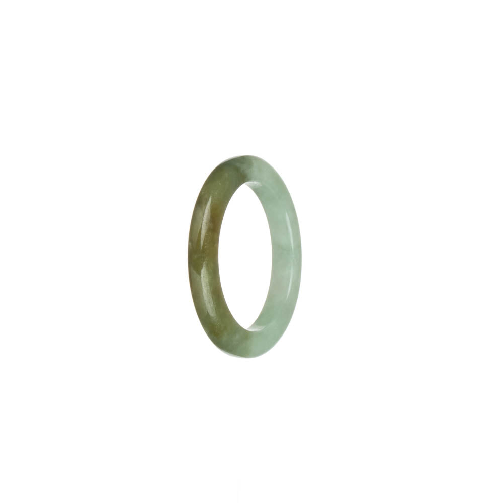 Genuine Olive Green with Pale Green Jadeite Jade Ring - US 9.75
