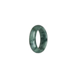 Authentic Light Grey with Green Patterns Jadeite Jade Band - US 8.5