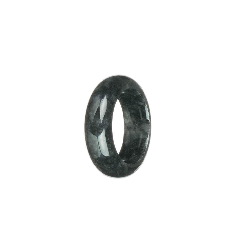 Certified Black with Grey Burmese Jade Band - US 9.25