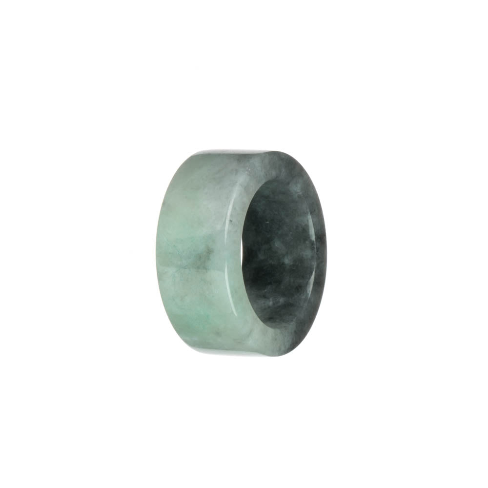 Authentic Grey with Light Green Burmese Jade Thumb Ring - US 9