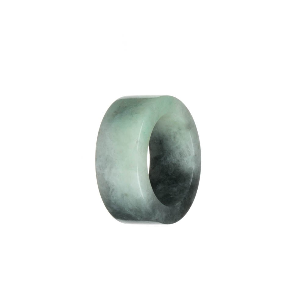 Authentic Grey with Light Green Burmese Jade Thumb Ring - US 9