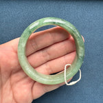 Genuine Grade A Green Pattern Traditional Jade Bracelet - 58mm Half Moon
