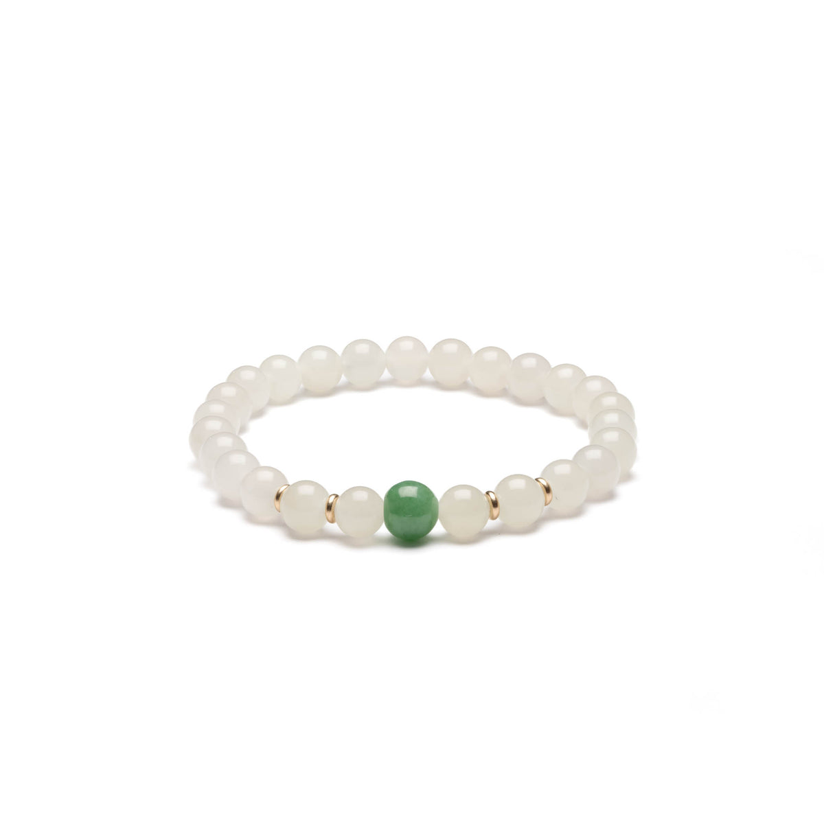 Aura Snow Jade Bracelet with Burmese Green Jade