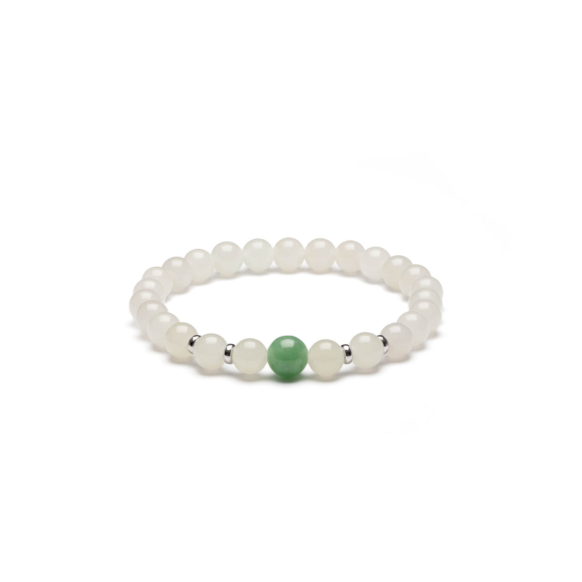 Aura Snow Jade Bracelet with Burmese Green Jade