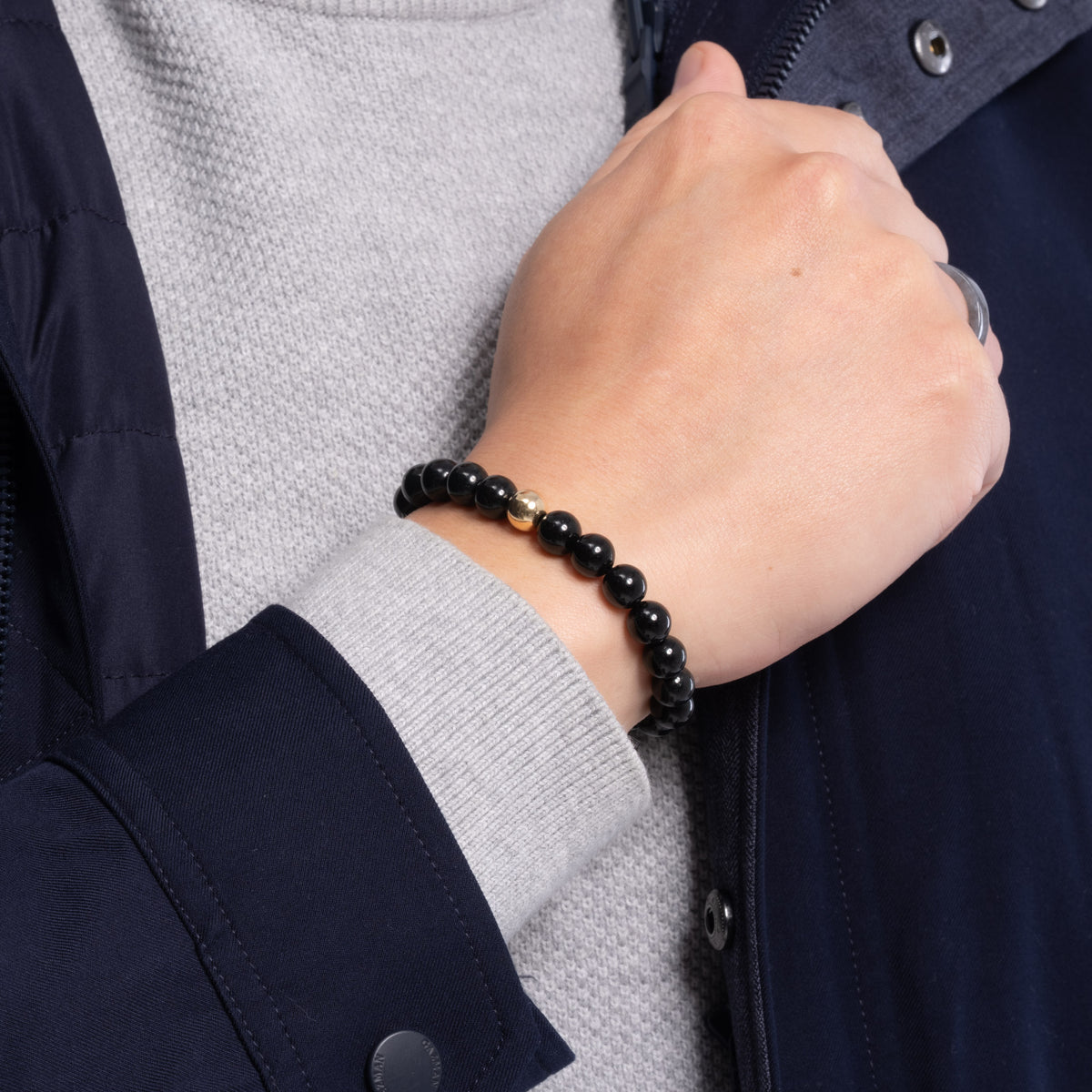 The Solitaire Bracelet with Black Fei Cui Jade