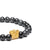 Small Grey and Black Jadeite Jade Bead Bracelet with 24k Gold Dragon - 7mm