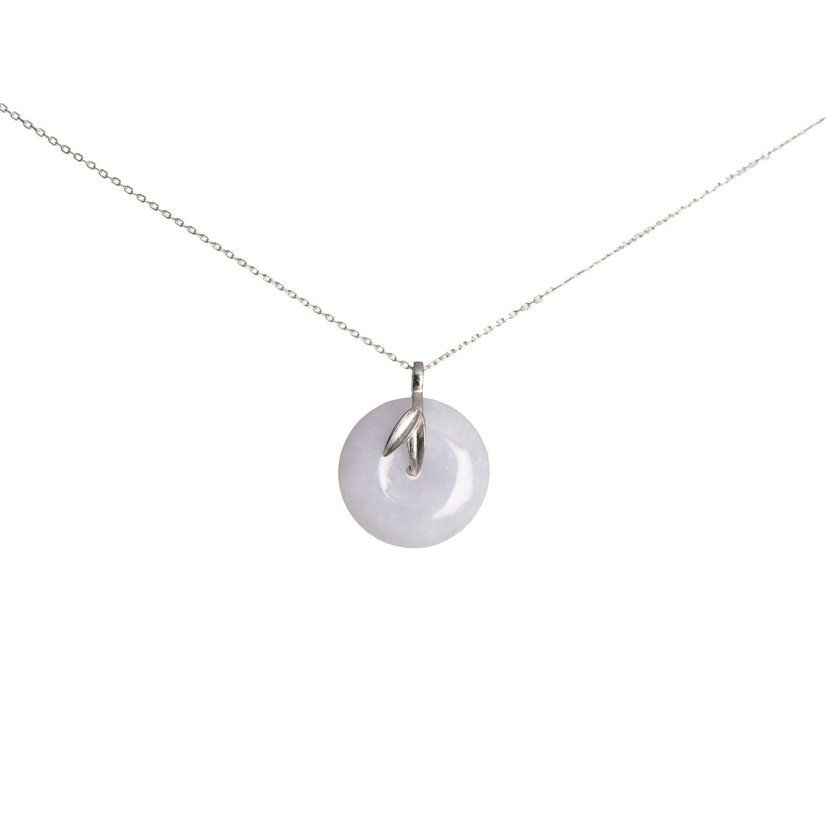 Burmese Jade Disc Bamboo Leaf Pendant