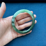 Natural Green Pattern Jadeite Bangle - 58mm Petite Round