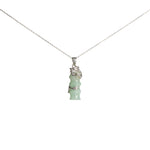 Dragon Bamboo Jadeite Jade Pendant in Sterling Silver