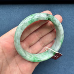 62.1mm Light Grey with Apple Green and Green Patterns Jade Bangle Bracelet