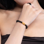 The Fortune Pixiu Bracelet with Grey and Black Burmese Jadeite
