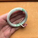 Certified Untreated White with Green Jadeite Bracelet - 55mm Half Moon